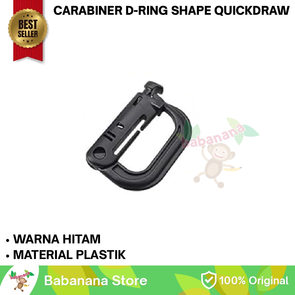 CARABINER PLASTIK D-RING BLACK WITH QUICKDRAW