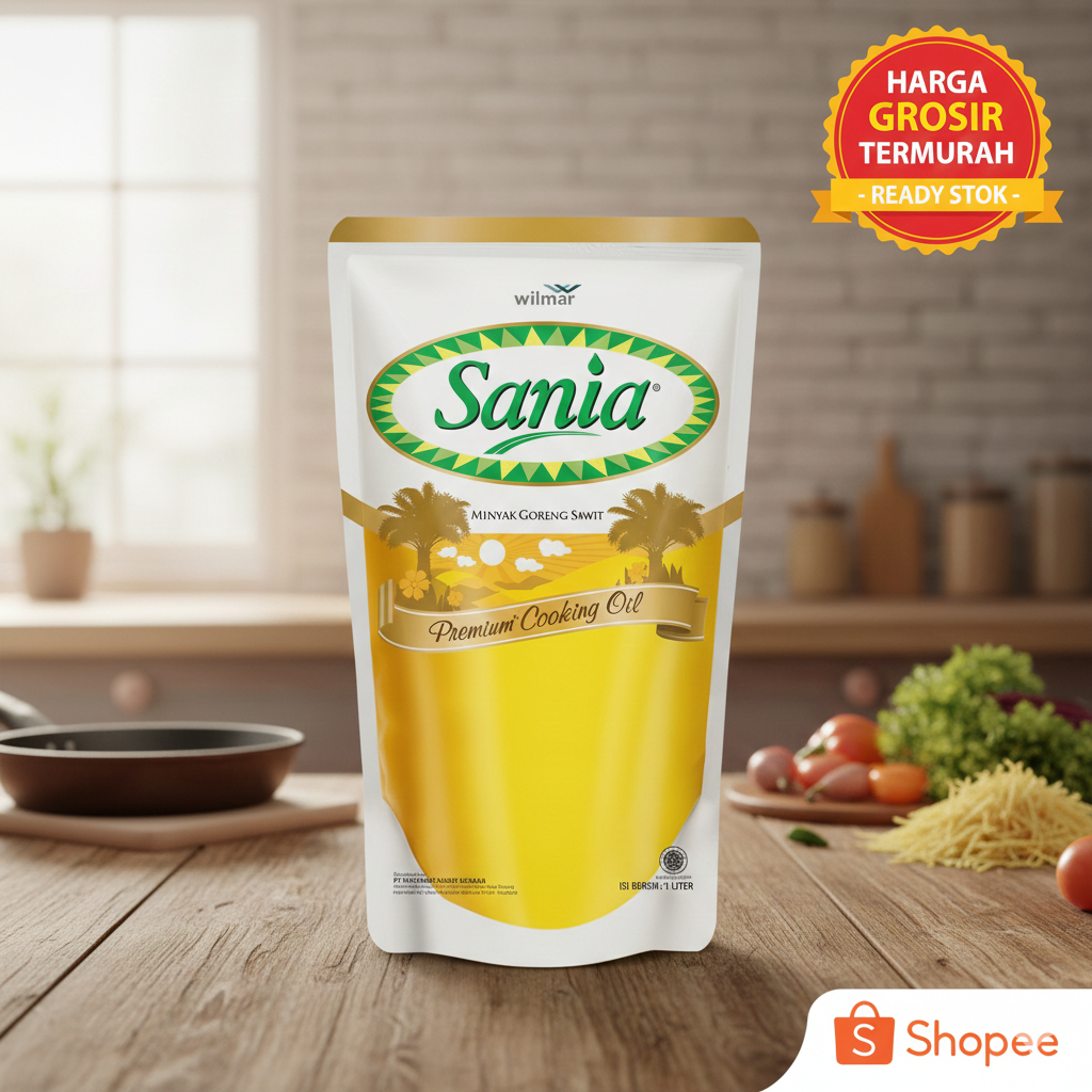 [GROSIR] Minyak Goreng Sania 1 Liter Kemasan Refill - Minyak Sania 1L Pouch - Harga Distributor Term