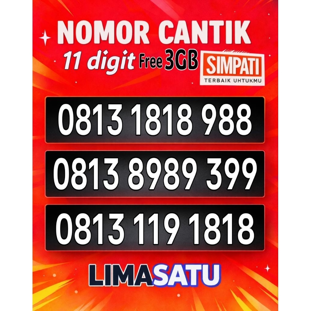 Kartu Perdana Nomor Cantik Telkomsel 11 digit 181818 - Nomor Cantik Simpati 11 digit 1818 8989 Hokky