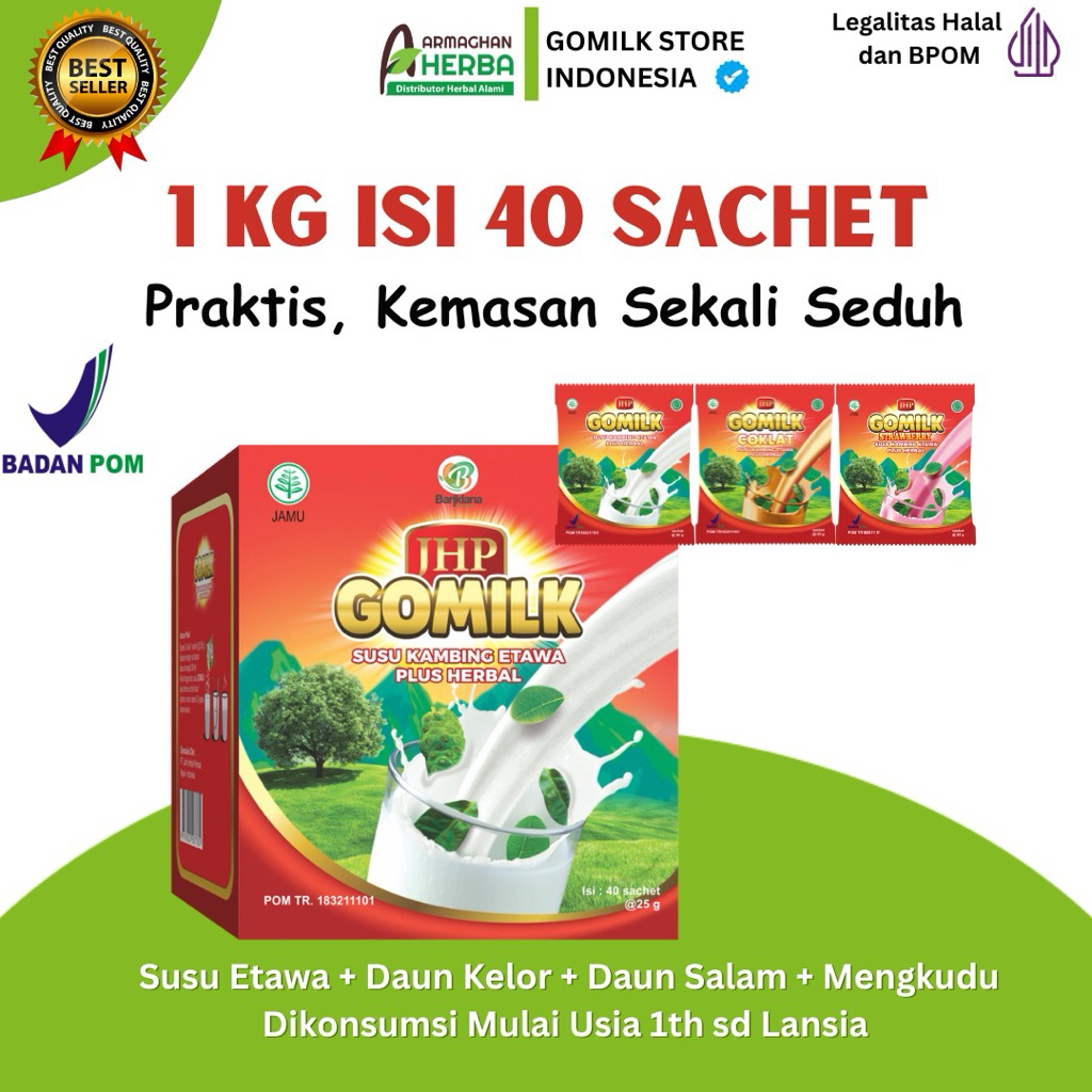(COD) GOMILK 1 KG Isi 40 Saset | Susu Penambah Stamina | Penambah Berat Badan