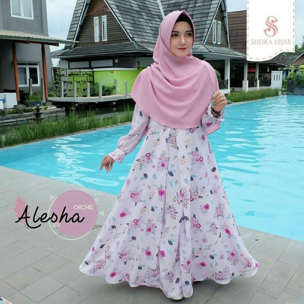 Preloved Alesha size S by Sheika Hijab/ Gamis Kasual / Gamis motif / Gamis kondangan / Gamis Cantik 