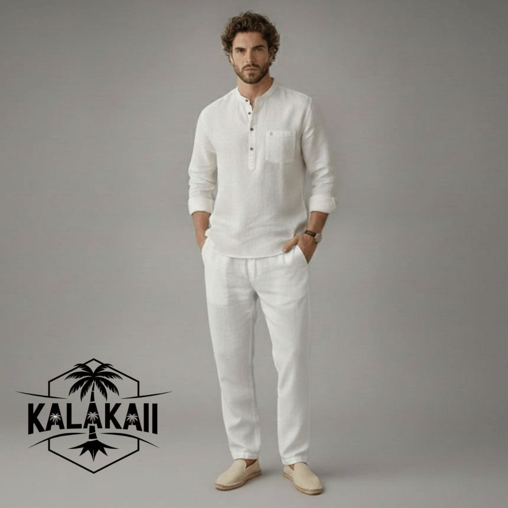 Setelan Pria Linen Kalakaii – Outfit Santai & Liburan (Kemeja + Celana Panjang)