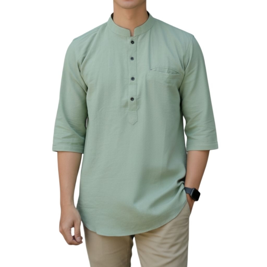 Baju Koko Pria Dewasa Kurta Pakistan Spesial Warna Sage Green