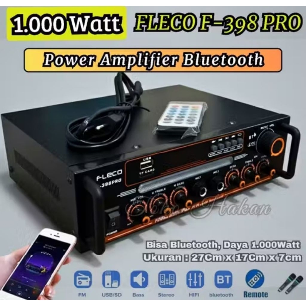 POWER AMPLIFIER BLUETOOTH 1000 WATT FLECO F-398 PRO