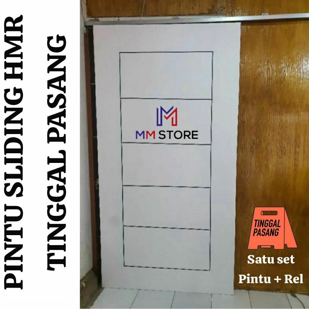 PINTU GESER (HMR / HDF) / PINTU SLIDING SATU SET DAUN PINTU + REL
