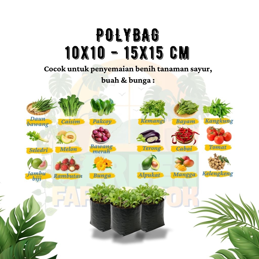 Polybag Semai Bibit 10x10 cm (Ecer/Grosir) - Plastik Polybag Pembibitan Tanaman Cabe & Sayuran