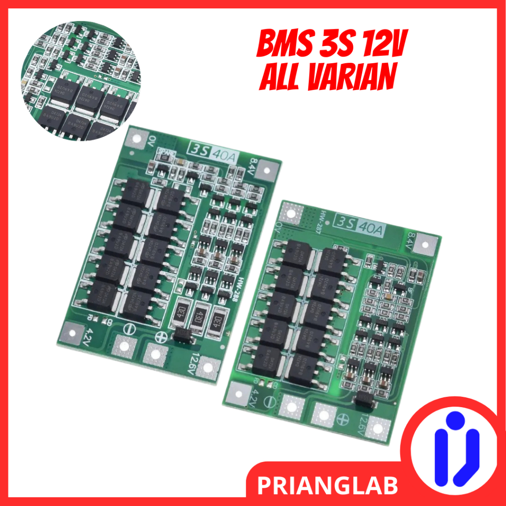 BMS 3S 40A BALANCED 12V 11.1V 12.6V Baterai Li-ion Lithium 18650 Charger Module BMS 3S 40A 12.6V ENH