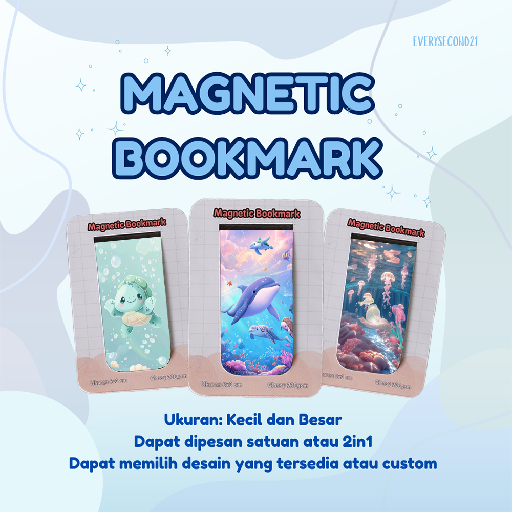 PEMBATAS BUKU | MAGNETIC BOOKMARK | KLIP MAGNET | CUSTOM | TEMPLATE