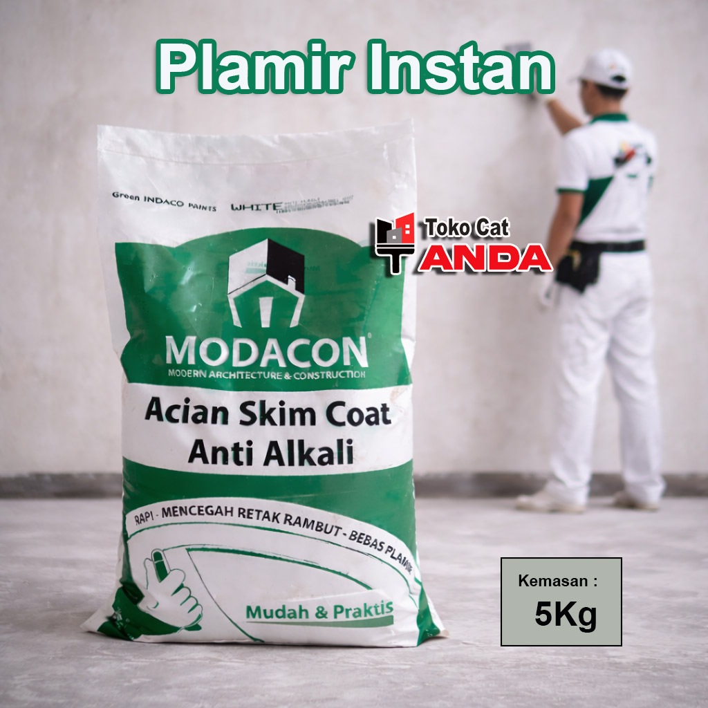 Modacon Semen Acian Instan Skim Coat Anti Alkali 5 Kg - Plamir Instan Premium
