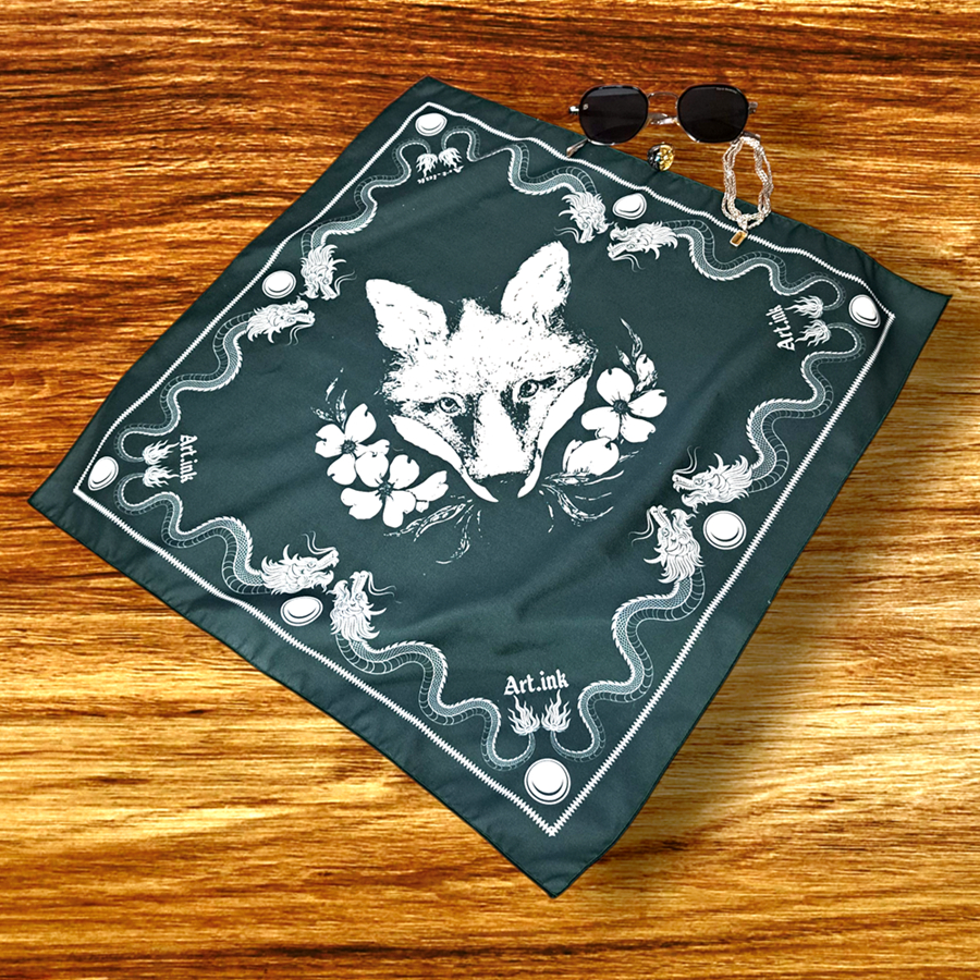 GLORIUSS - Bandana Slayer Scarf Paisley Motif Korea Dan Jepang - EMERALD DRAGON FOX