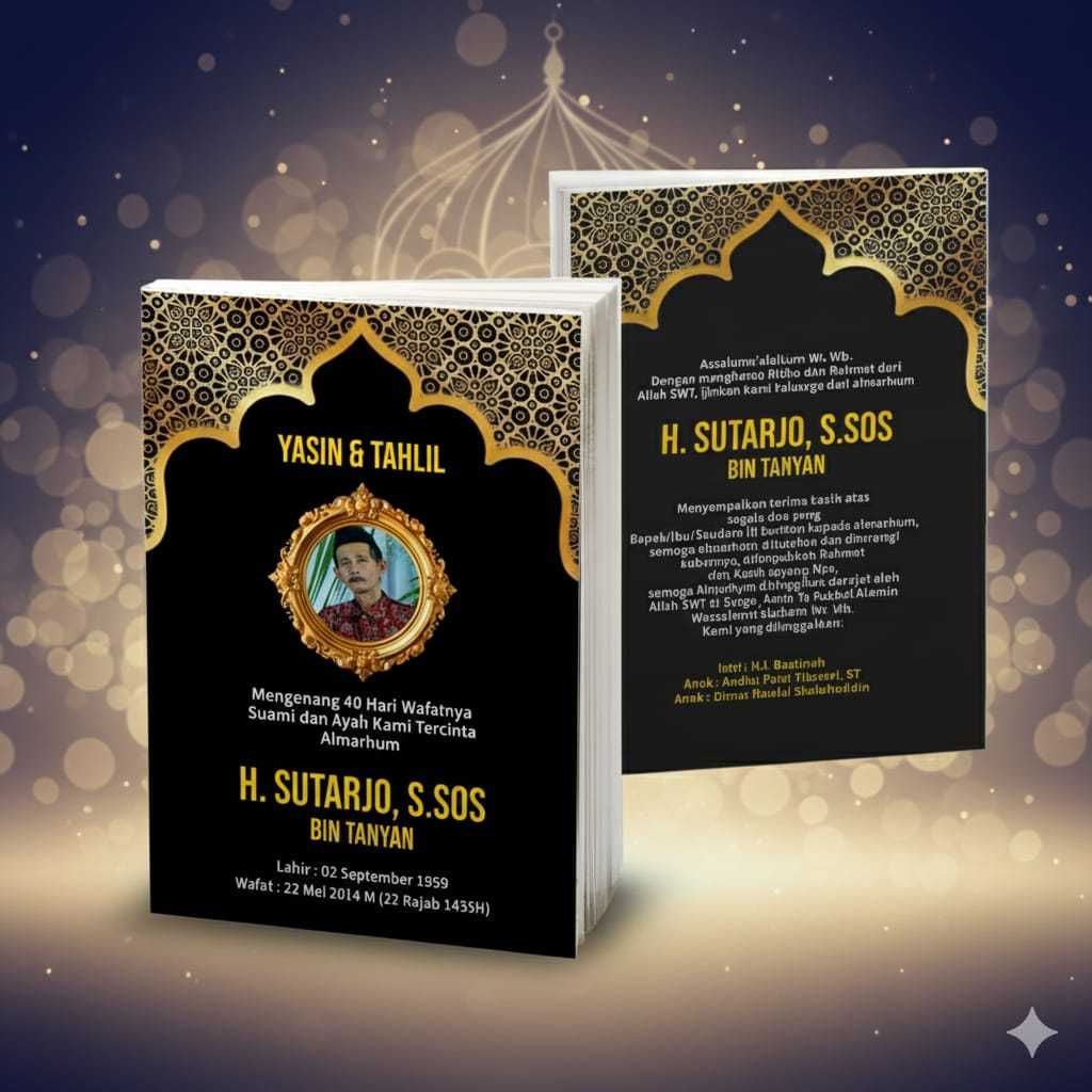 Proses Cepat - Cetak buku yasin dan Tahlil Free Foto 128 halaman + yasin Custom 40 hari / 100 hari