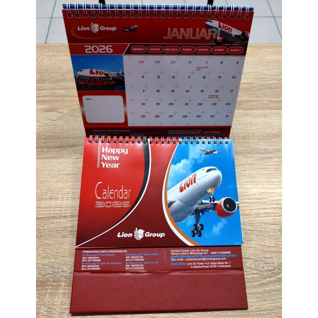 Kalender Meja 2026 Lion Air (TERBATAS)