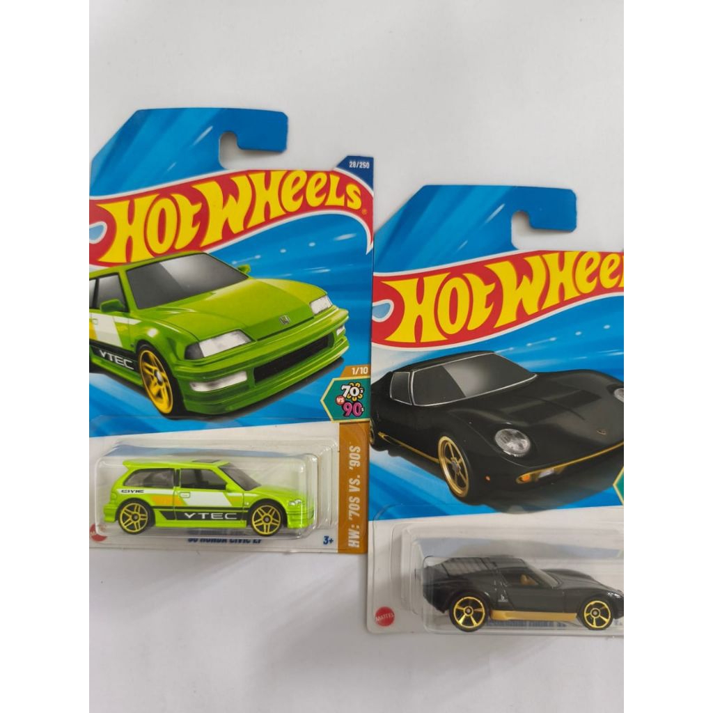 Hot Wheels Regular HW 70s VS 90S 71 Lamborghini Miura SV 90 Honda Civic EF Diecast Mobil 1:64 Origin