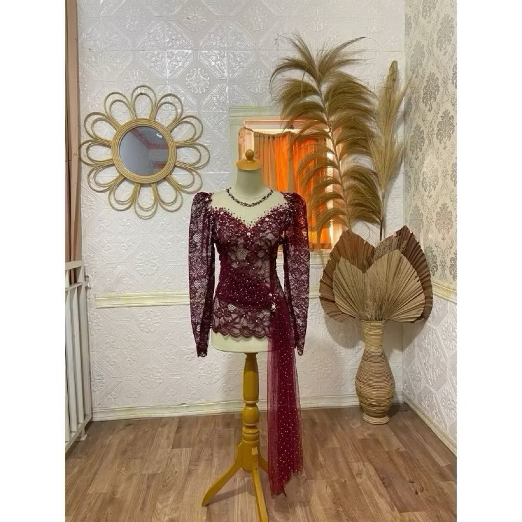 kebaya brokat tile pinggang selendang