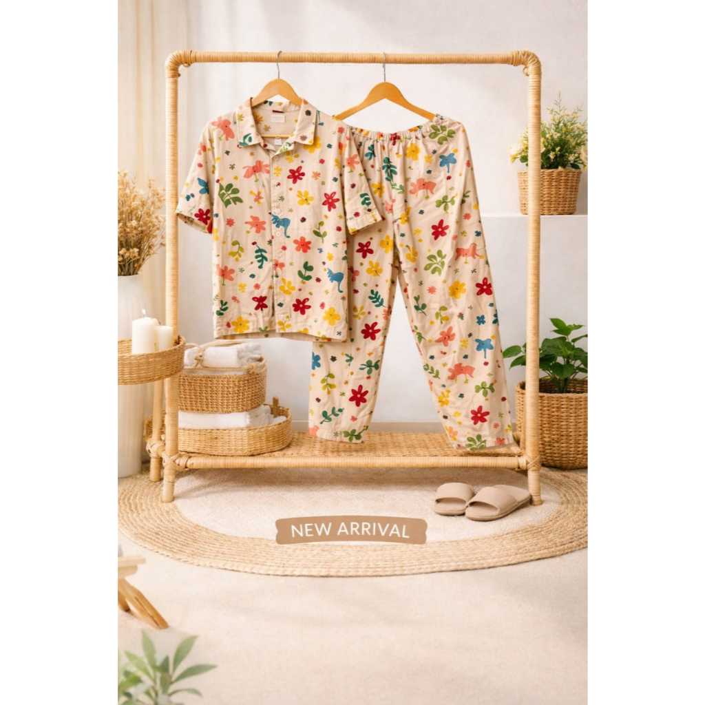 Pajamas piyama anak set rayon perempuan usia 6-12 thn lengan pendek