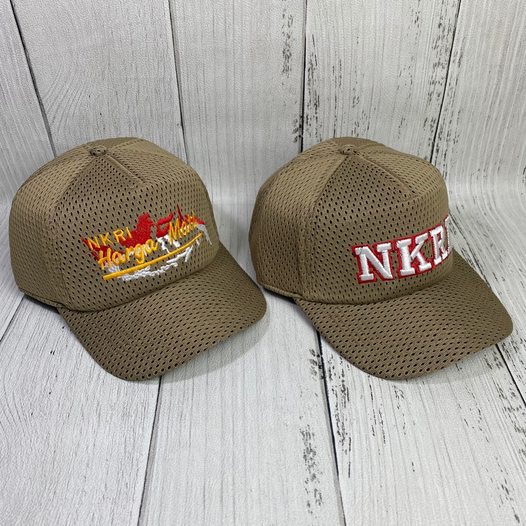 Topi NKRI DOUBLEMESH Topi NKRI HARGA MATI Tulisan Bordir Topi NKRI JARING TEBAL Cream