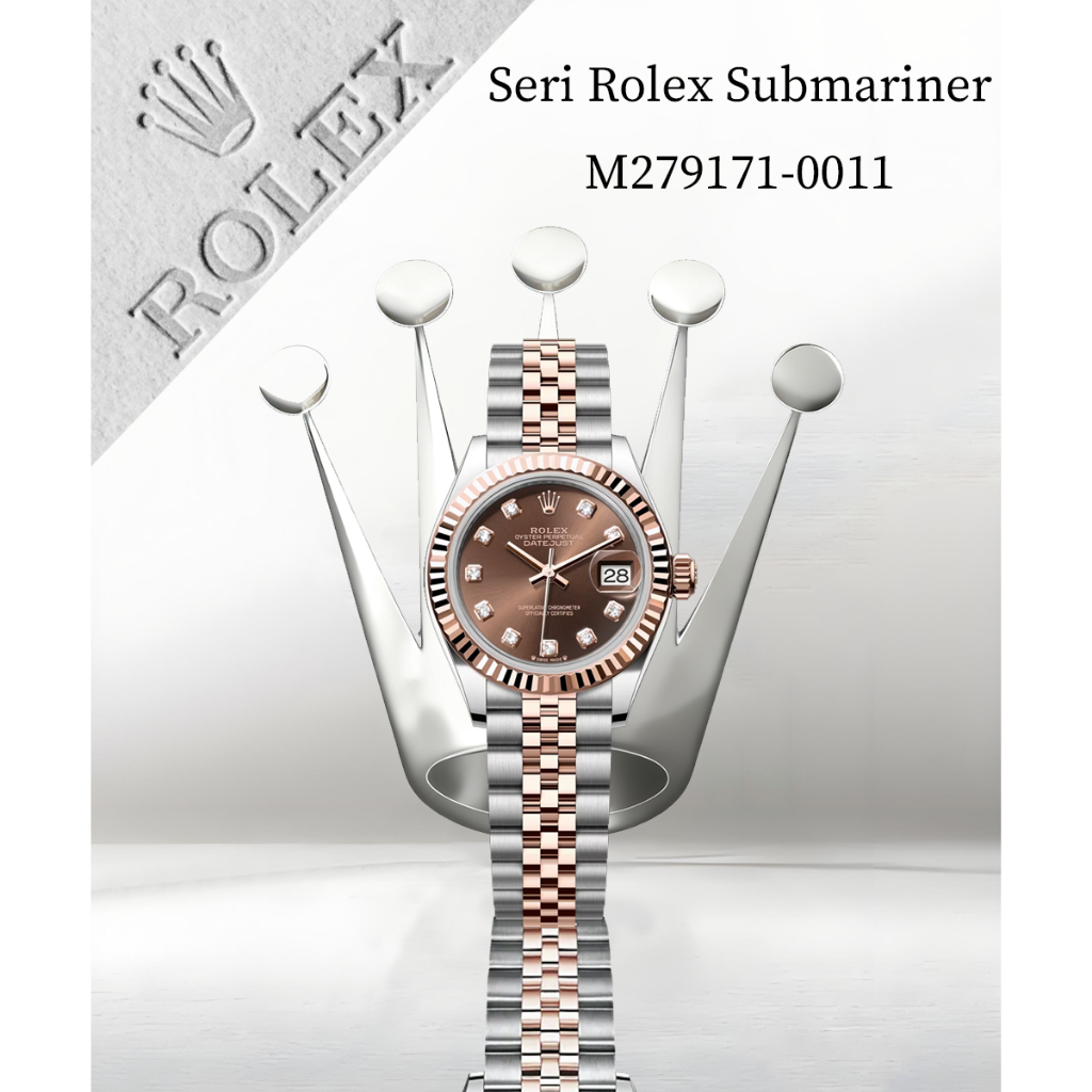 [100% Asli] Rolex Datejust M279171-0011-28mm Model Emas 18K dengan Gelang Teflon Asli