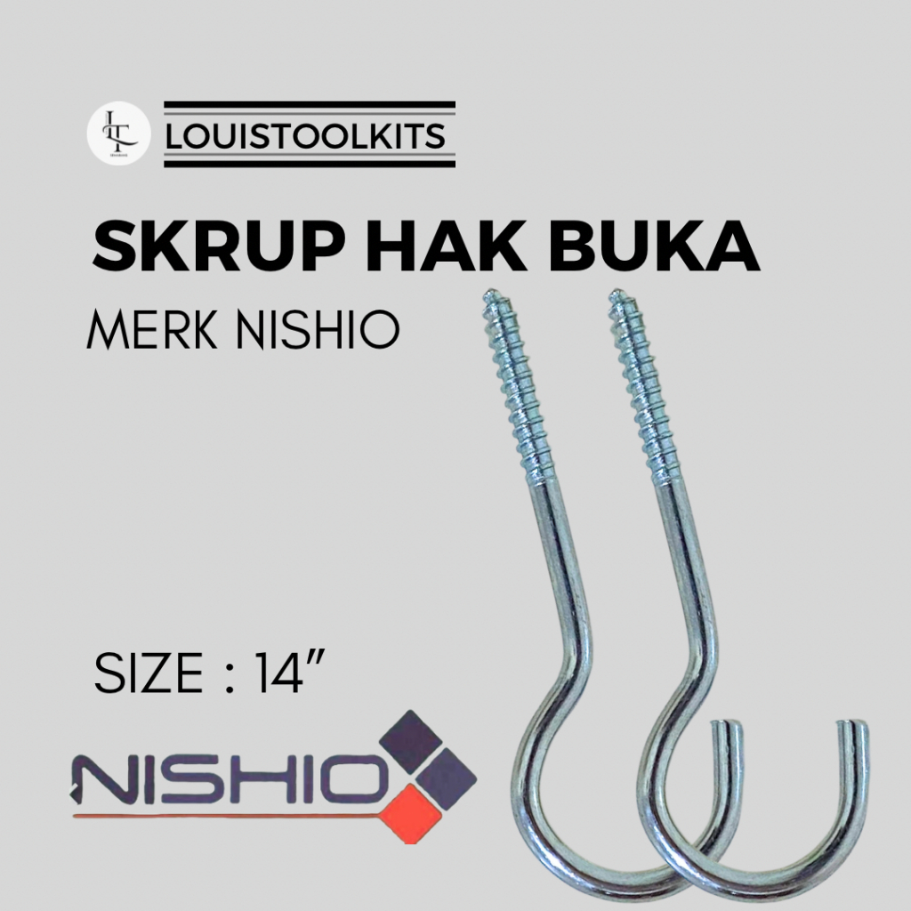 Skrup Hak Buka No 14 / Hook Sekrup Nishio [ 9 CM ] / Kapstok / Skrup Tanda Tanya [ Per Box ]