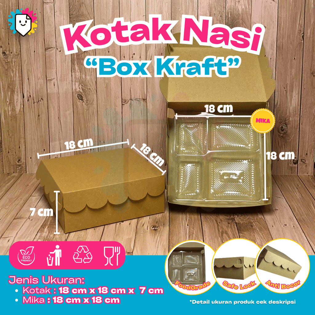 [Eceran] Box Nasi Kotak 18x18 TANPA Mika Nasi / Kotak Nasi Kraft / Kotak Nasi Coklat / Kotak Nasi / 
