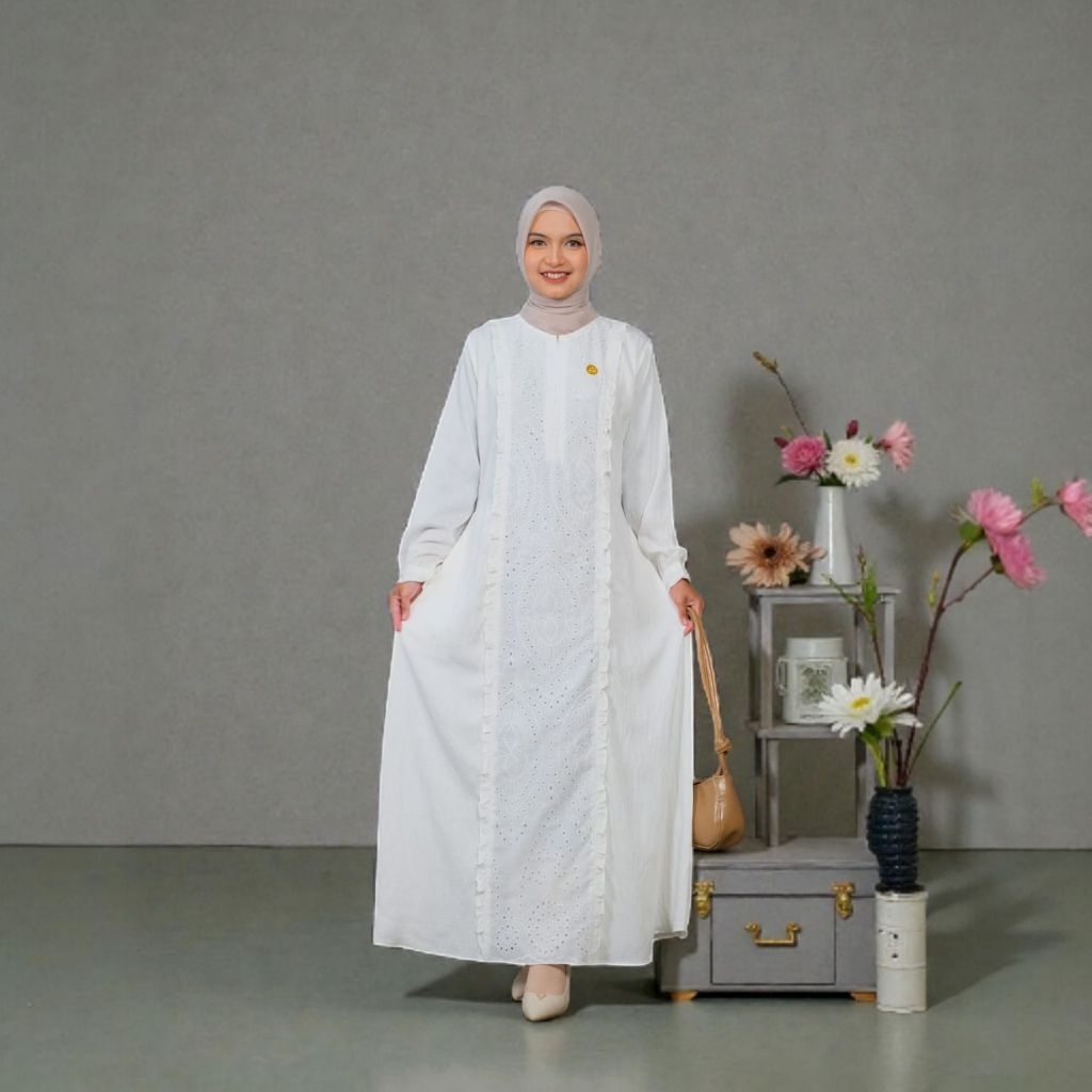 Gamis Humaira Luxury Polo Linen Brokat_Kemewahan Modern