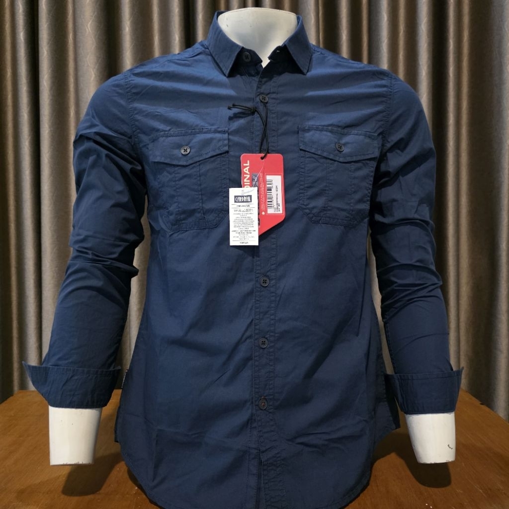KEMEJA PRIA CARDINAL JEANS POLA SLIMFIT LENGGAN PANJANG ORIGINAL CARDINAL 100%