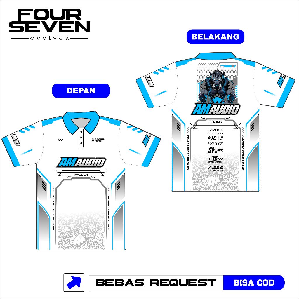 Jersey Sound System Full Print - Desain Suka-Suka (Bisa Tambah Nama/Logo)