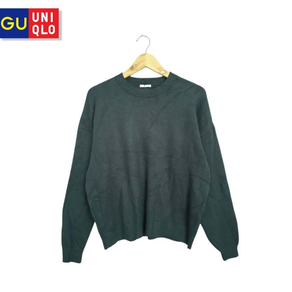 Sweater Premium Kutub Tiramisu O-Neck Unisex GU Uni Hijau Teal (KODE : B127 - 09)