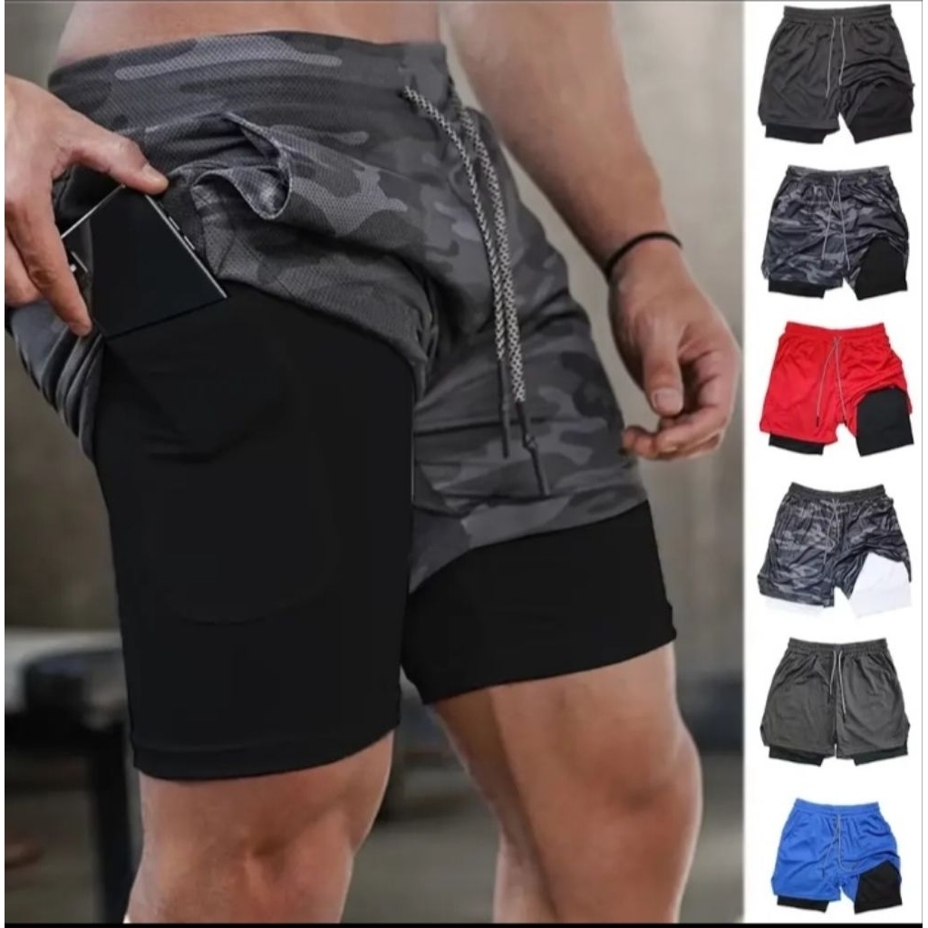 Celana Pendek Olahraga Pria DK22 Abu Tua M dengan Bahan Coolmax Nyaman