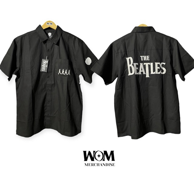 Kemeja Band The Beatles / Workshirt Band The Beatles - APPLE LOGO/WALKING (BORDIR)