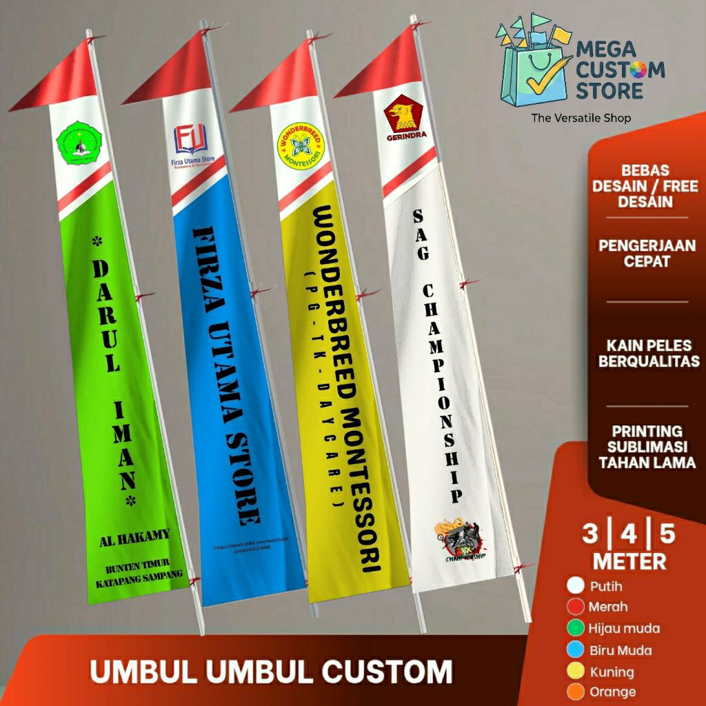 UMBUL UMBUL CUSTOM |3 4 5 METER | BEBAS DESAIN