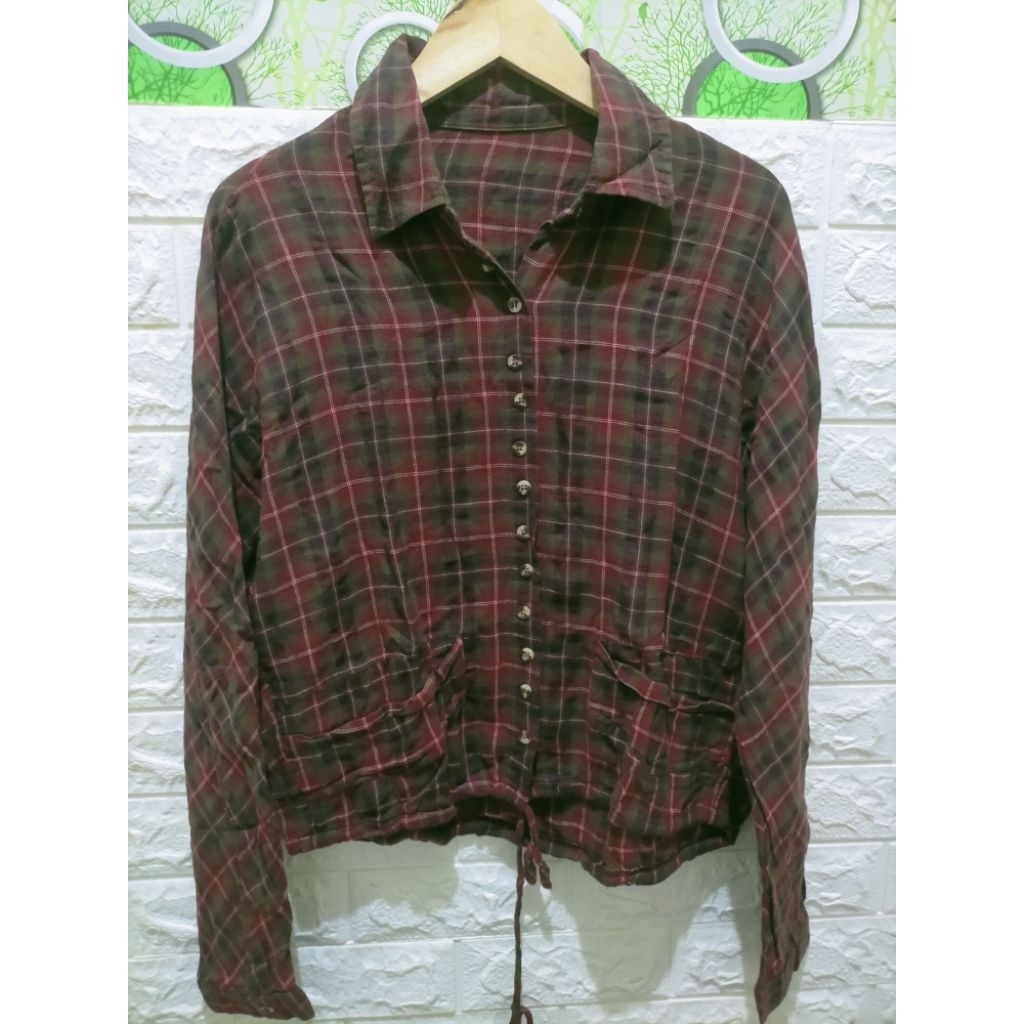 Preloved Flanel wanita maroon