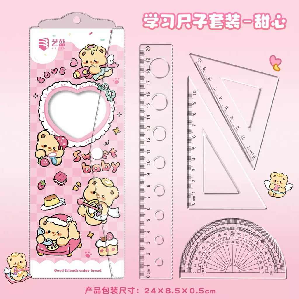 Penggaris Set Isi 4 | Penggaris lucu | Penggaris set