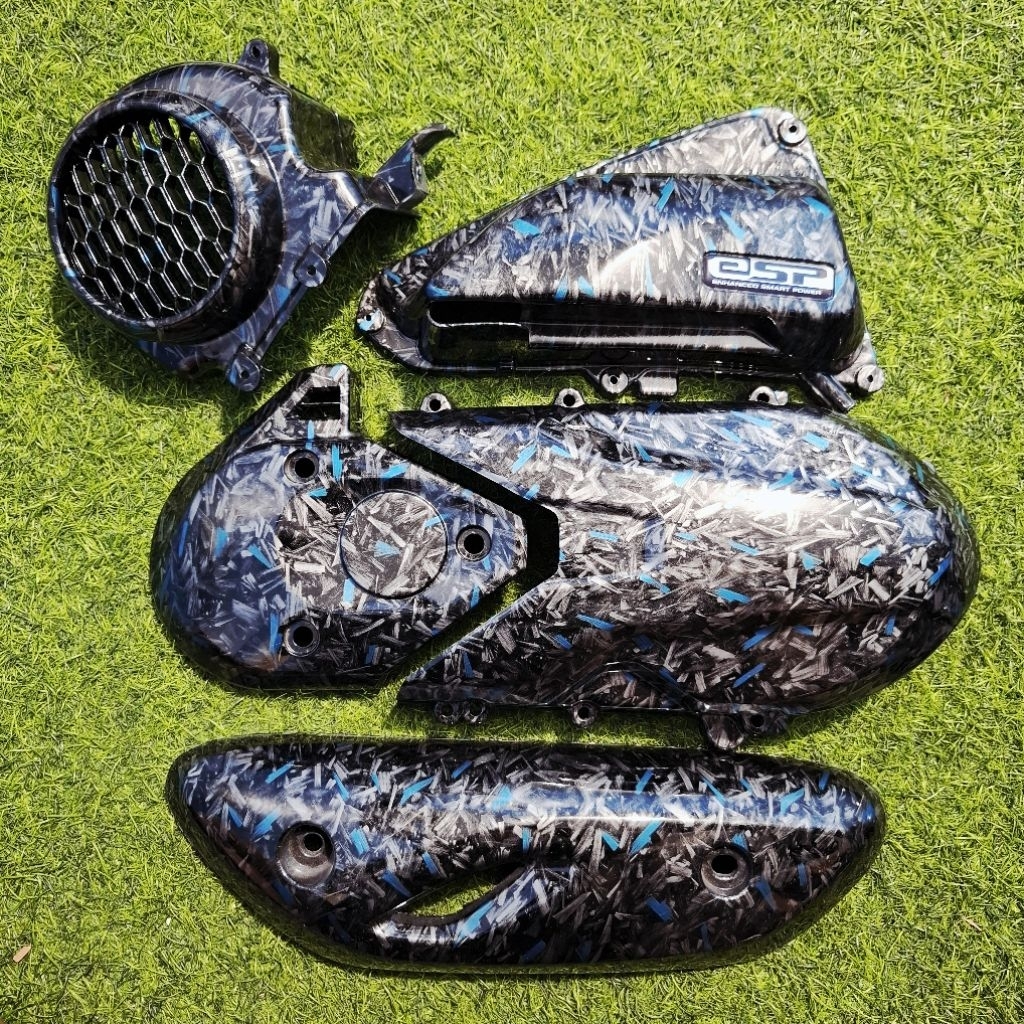 paket 5 sparepart scoopy 2020 - 2023 carbon forged biru carbon wtp