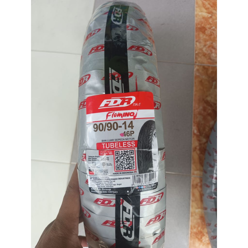 BAN LUAR FDR 90/90-14 TUBELESS ORIGINAL FLEMINO BAN BELAKANG MOTOR MATIC