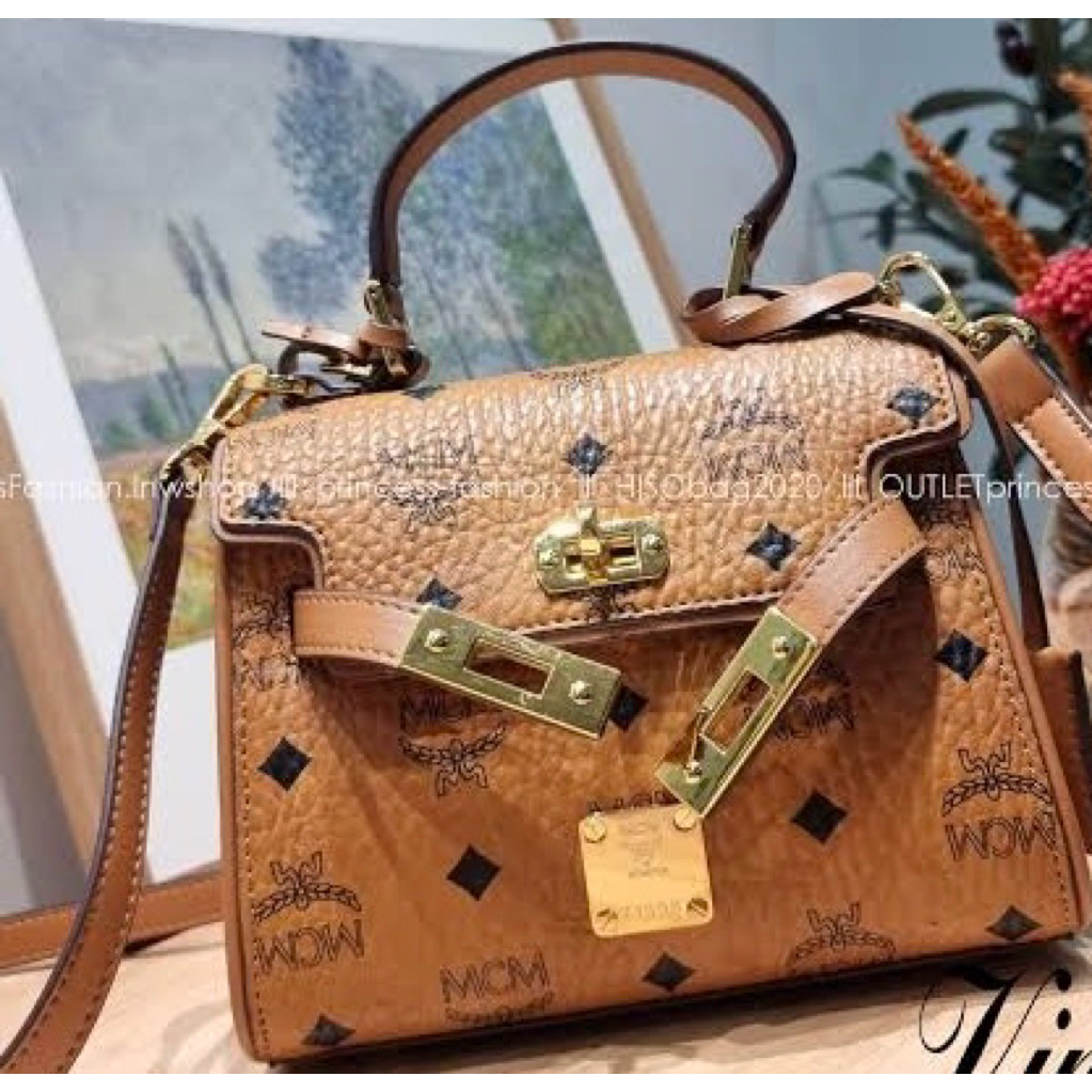 tas mcm  kulit preloved MCM Heritage Satchel