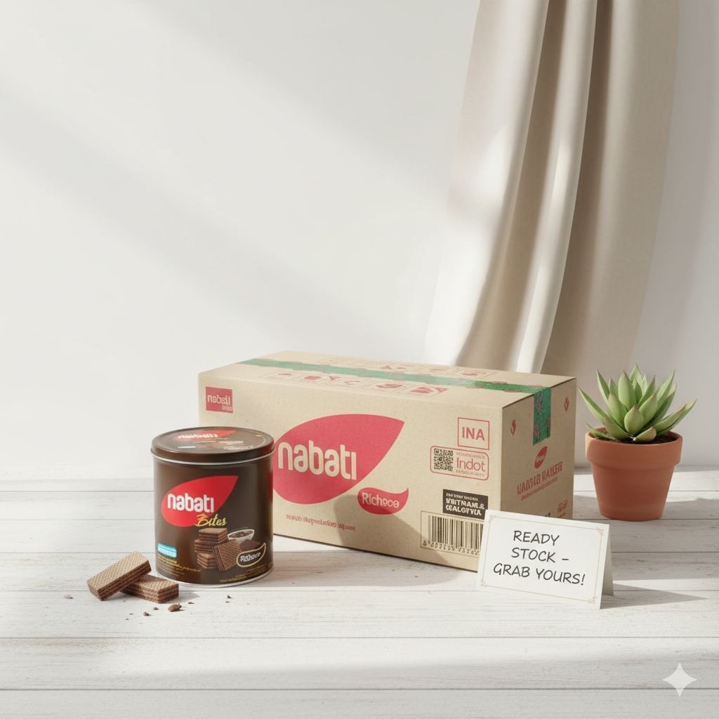 Nabati Wafer Kaleng 1 Dus | Wafer Nabati Richeese Original Coklat Keju | Grosir Murah