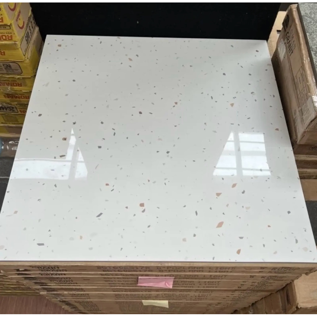 Roman Granit dMelbourne Bianco/Granit Terrazo Glossy/Keramik Top Table/Keramik Dapur 60x60/Keramik D