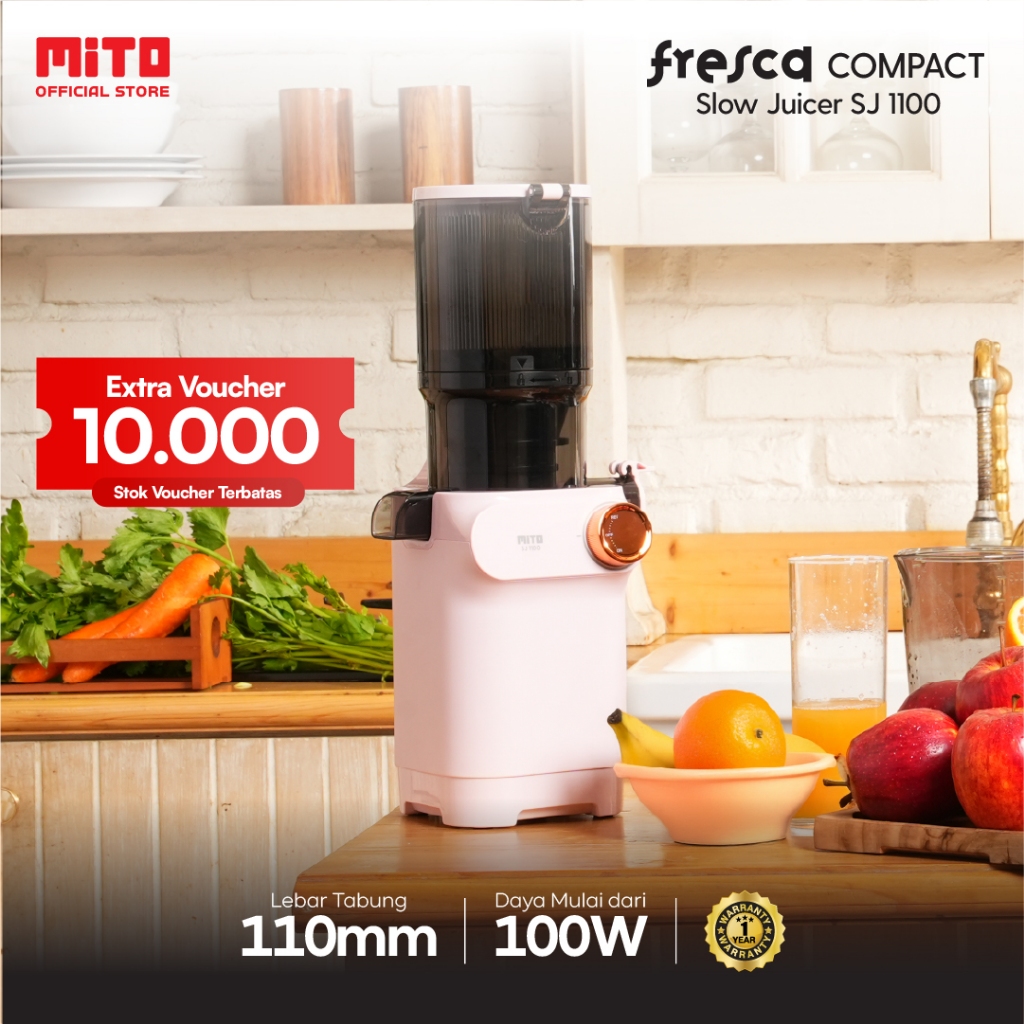 MITO SJ1100 Slow Juicer Fresca Compact | Low Noise | Easy Clean | Low Watt