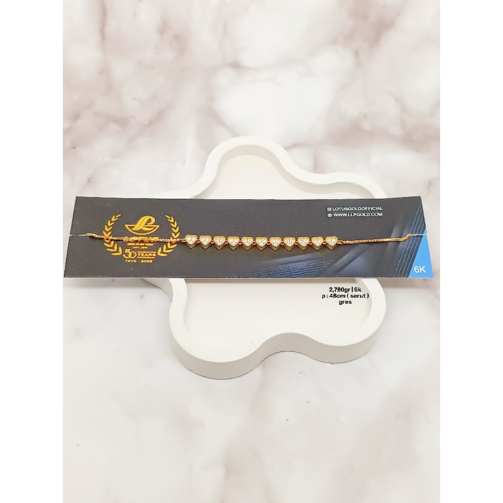 Gelang Serut Model Love Emas Muda 6k/300