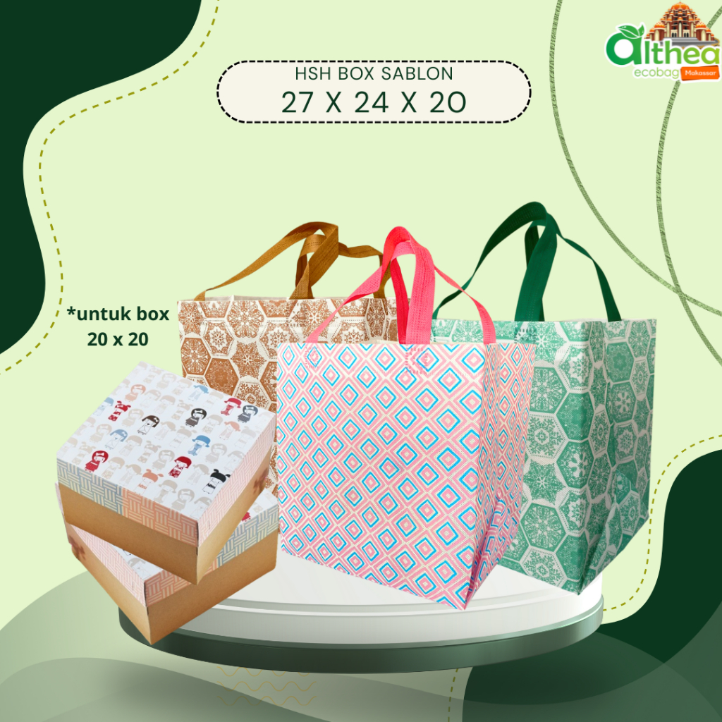 ALTHEA Tas Berkat Hajatan Tas Hantaran Kotak Nasi 20x20 | Tas Souvenir Kotak Nasi 20x20 | Tas Tasyak
