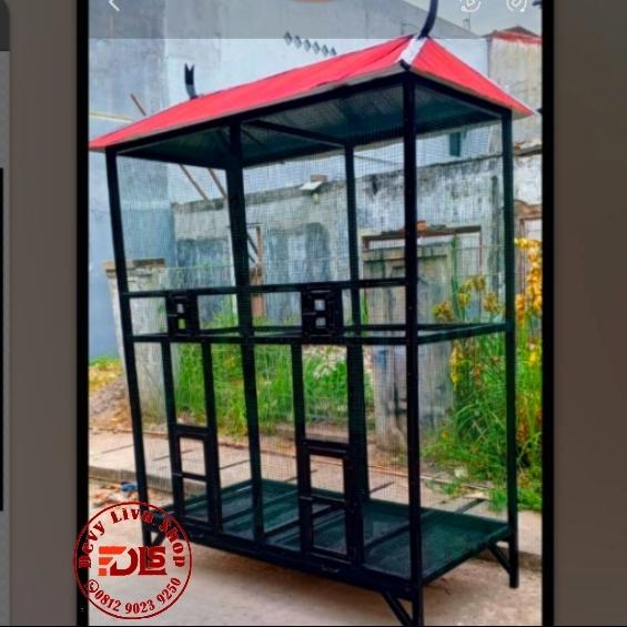 kandang burung besar cat hitam sekat 2