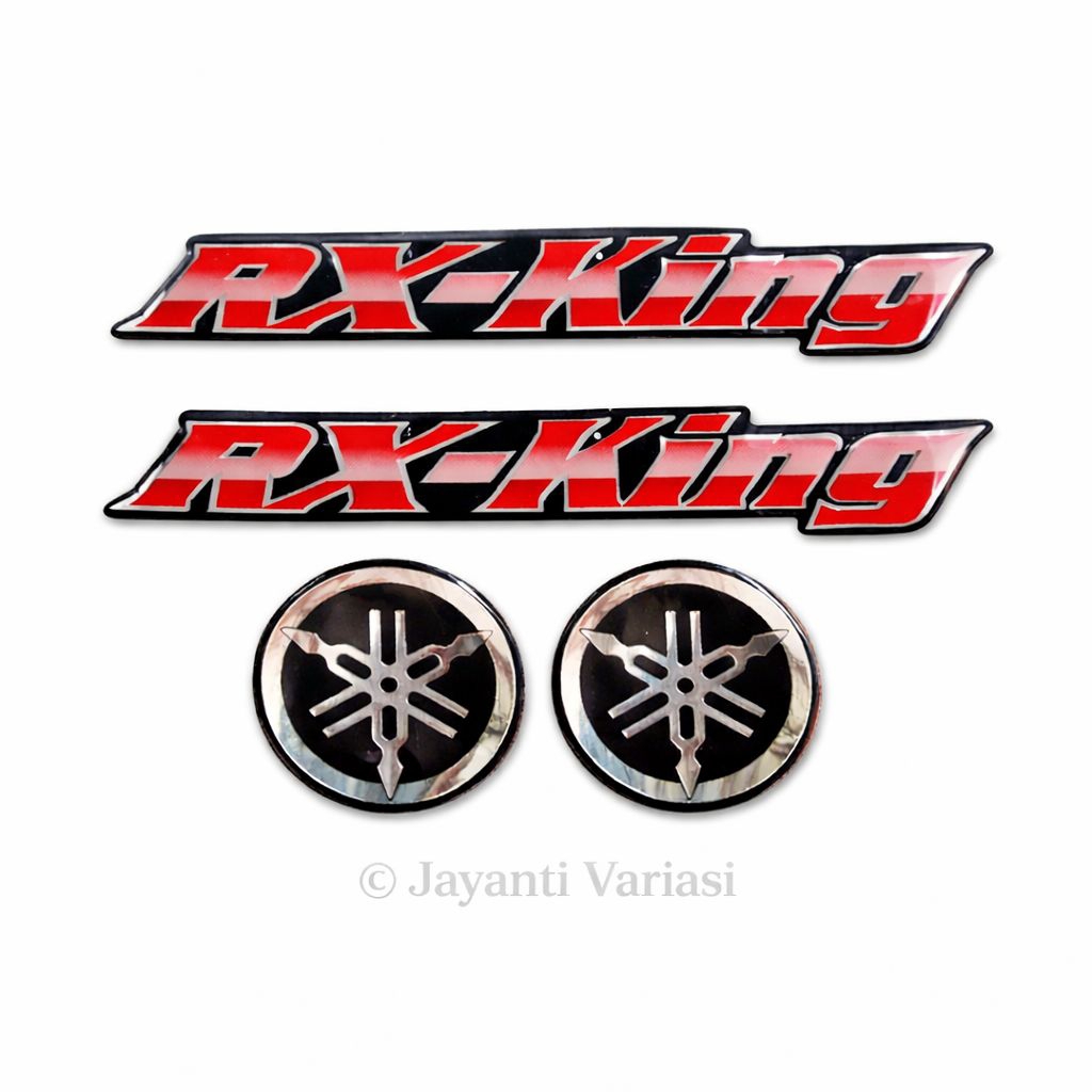 Emblem RX King 2004 Merah Original Look | Logo RX-King + Garpu Tala | Aksesoris Body Motor