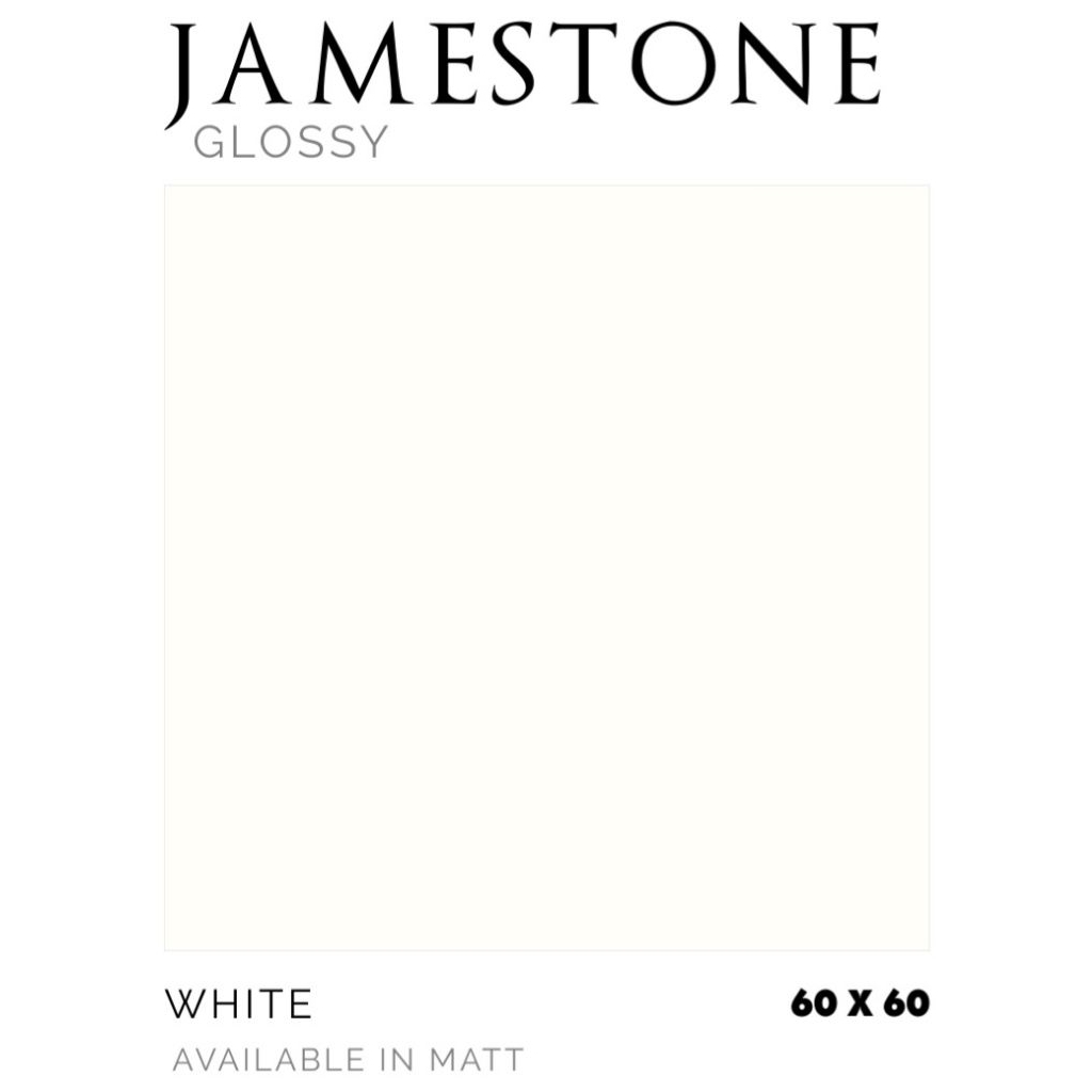 Granit White Body Merk Platinum Jamestone White ukuran 60x60 cm tekstur Matt