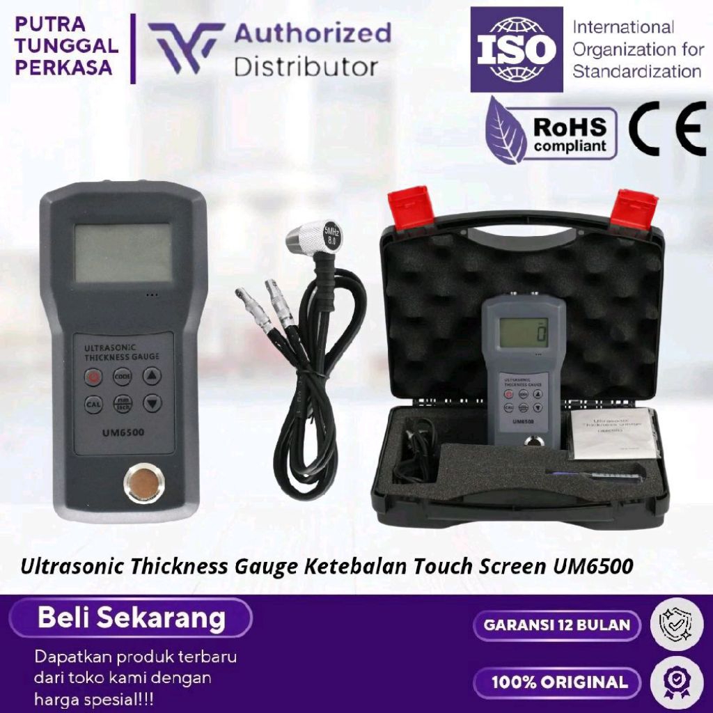 UM6500 Digital Ultrasonic Thickness Gauge Meter Portable Metal Wall Thickness Tester with LCD Displa