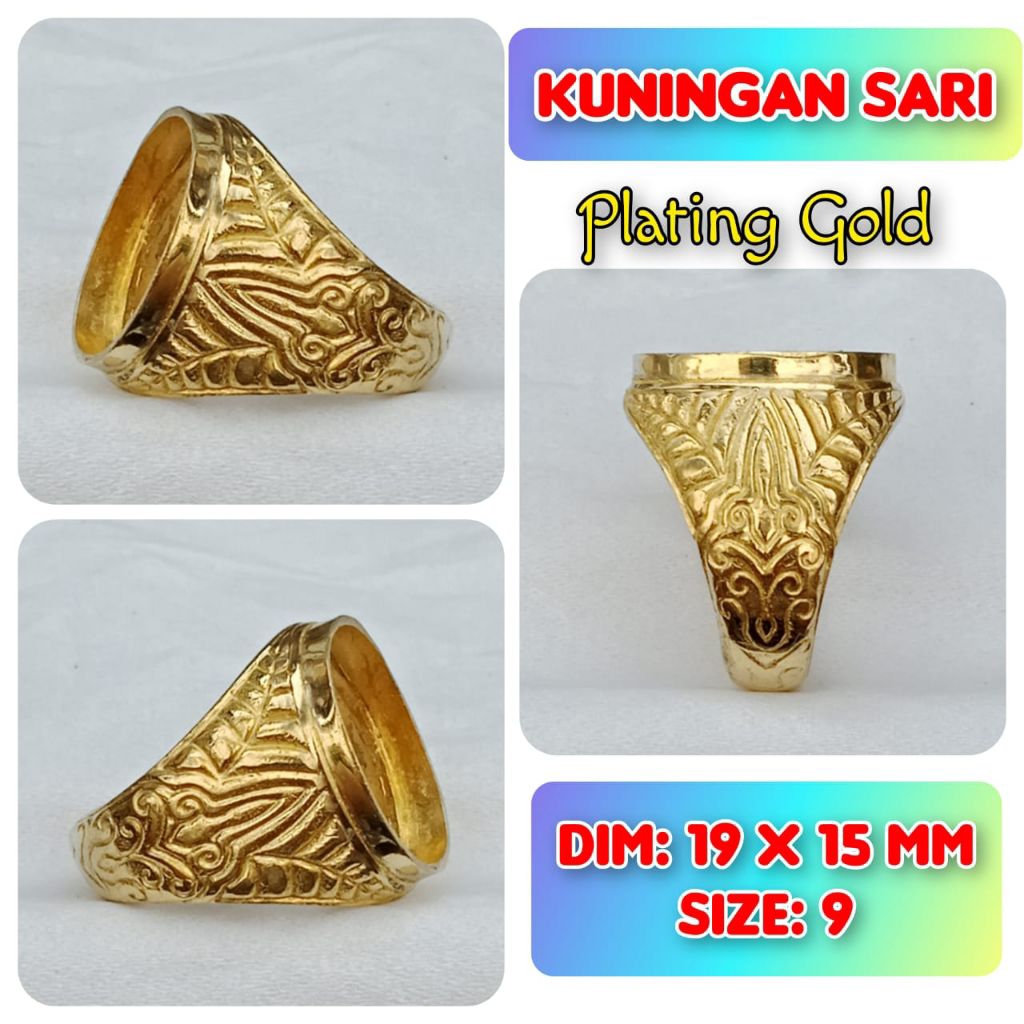 ring emban batu akik dan permata kuningan.28