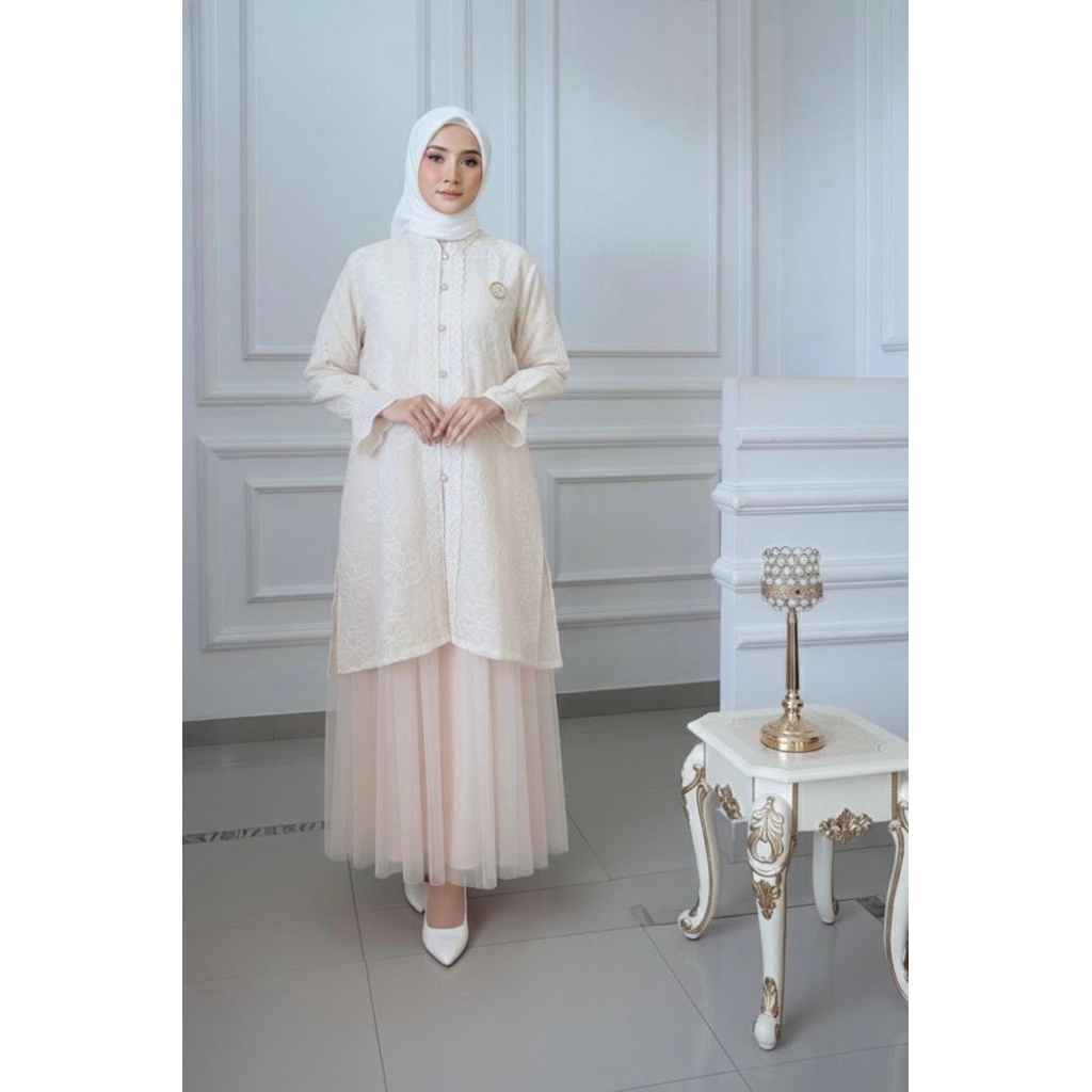 Tunik bordir mix renda , hafsa by Keyzaa