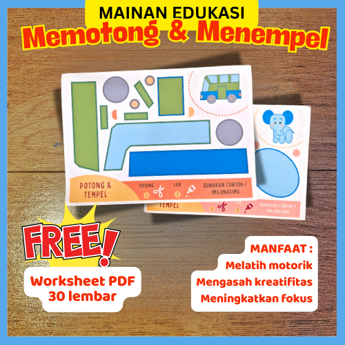 Ideasya Mainan Menggunting & Menempel Anak PAUD TK SD | Aktivitas Montessori Motorik Halus