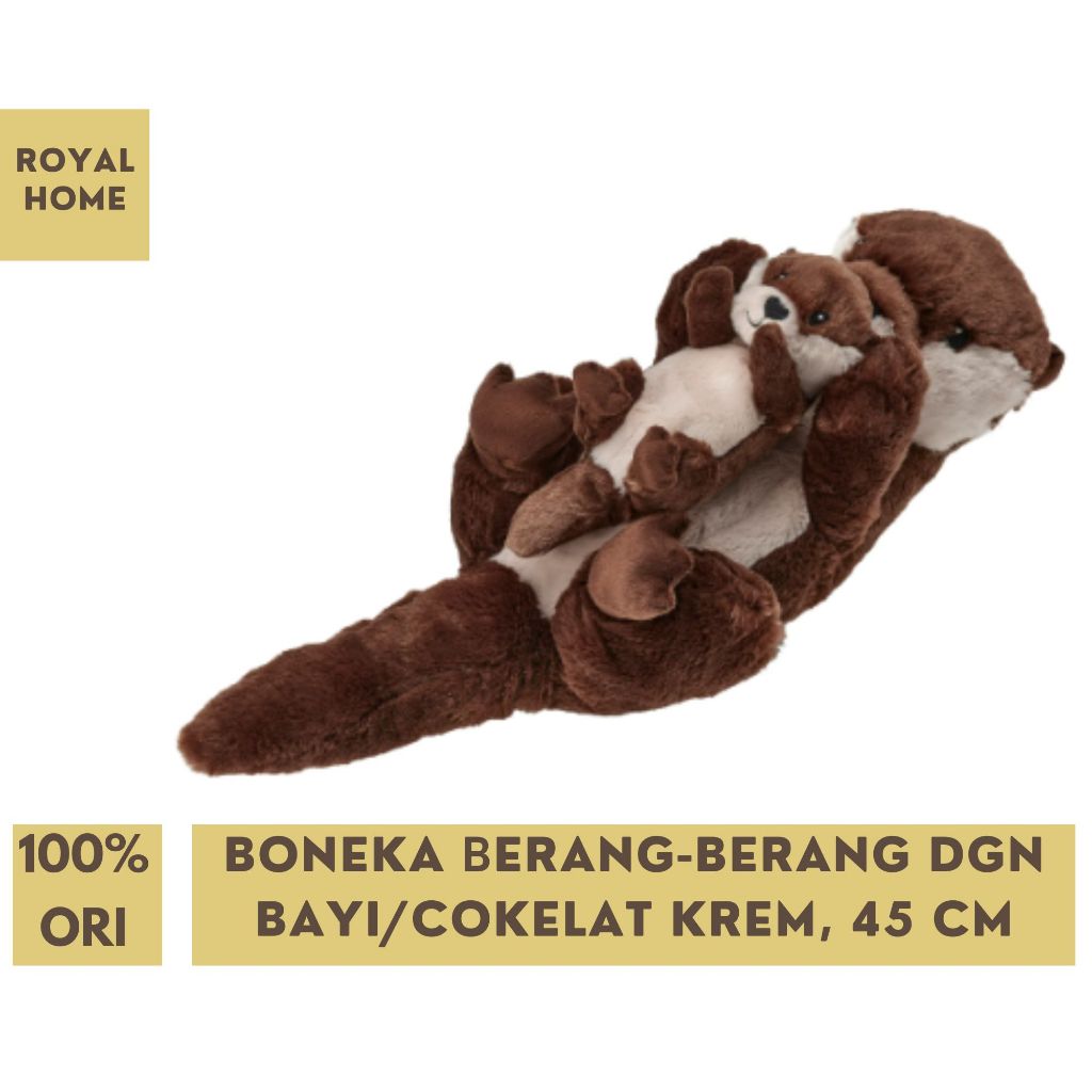 IKSK50576 Boneka Anak Lucu Berang - Berang Dengan Bayi Cokelat 45cm Soft Toy Set of 2 Otter With Bab