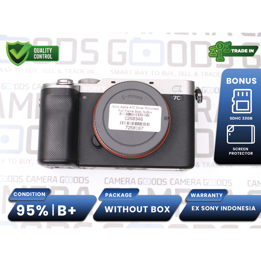 Kamera Sony A7C Mirrorless Full Frame Body Only Second Bekas Grade B+ / Alpha A7 C - C250346