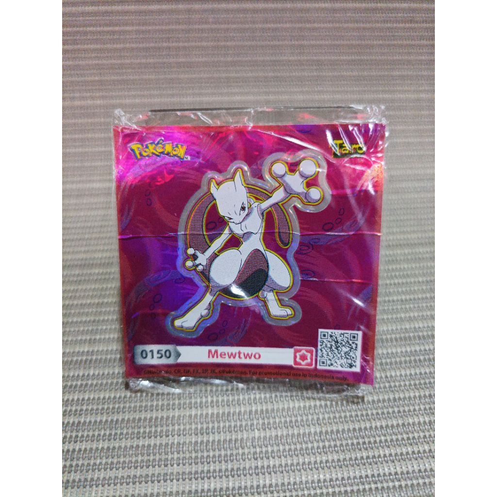 Sticker stiker pokemon taro promo mewtwo 0150 foil